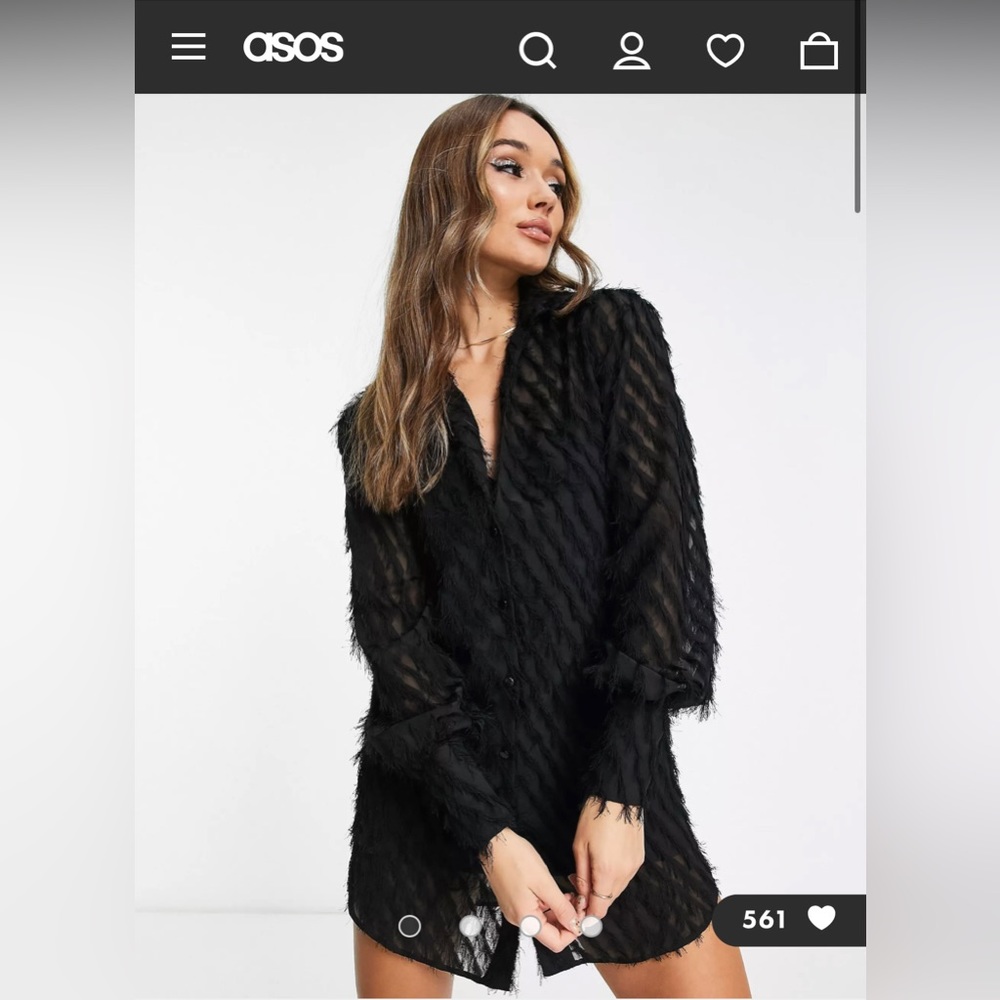 ASOS curve sheer feathered shirt dress
